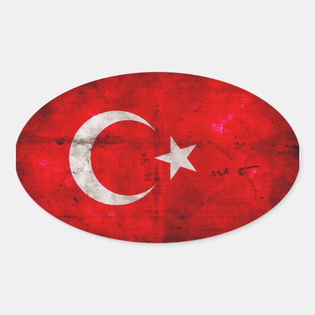 Weathered Turkey Flag Oval Sticker (Front)