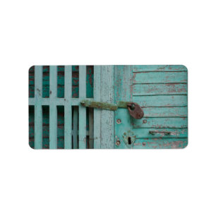 Weathered Turqouise Door Label