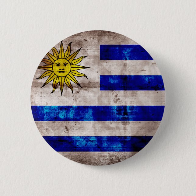 Weathered Uruguay Flag 2 Inch Round Button (Front)