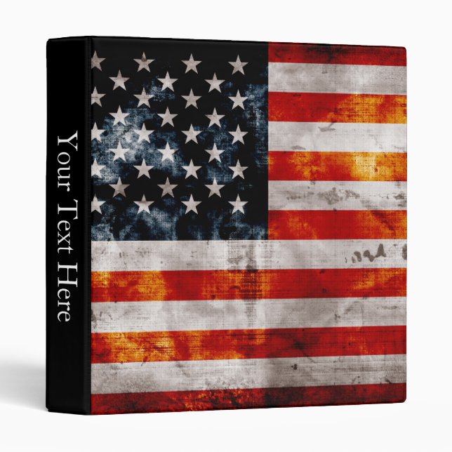 Weathered Vintage American Flag Binder (Front/Spine)