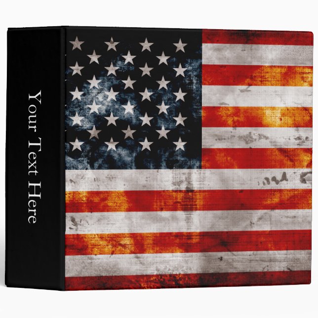 Weathered Vintage American Flag Binder (Front/Spine)