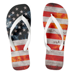 Weathered Vintage American Flag Flip Flops