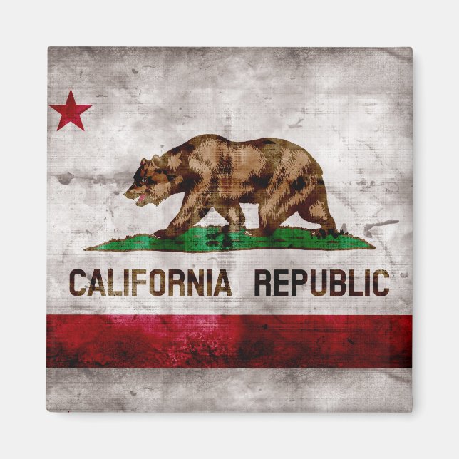 Weathered Vintage California State Flag Magnet (Front)