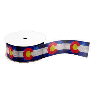 Weathered Vintage Colorado State Flag Grosgrain Ribbon