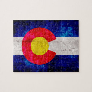 Weathered Vintage Colorado State Flag Jigsaw Puzzle