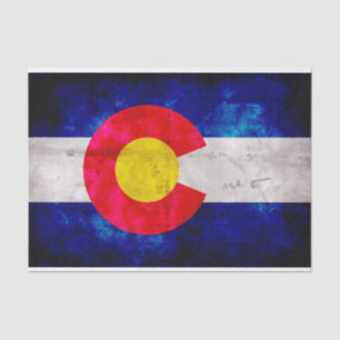 Weathered Vintage Colorado State Flag Tissue Paper