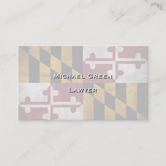 Weathered Vintage Maryland State Flag Business Card (Front)
