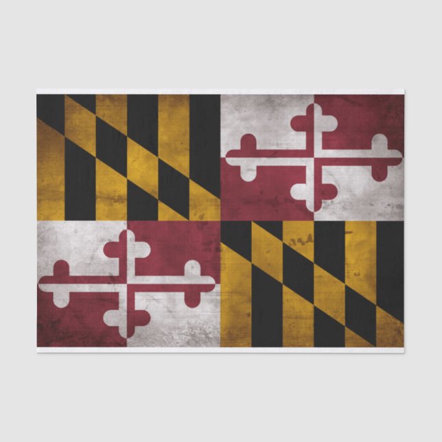 Weathered Vintage Maryland State Flag Tissue Paper (Front)