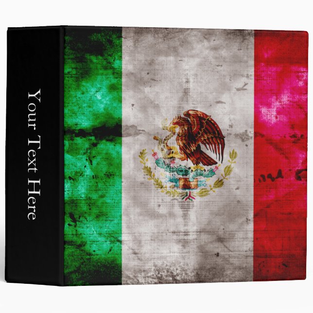 Weathered Vintage Mexico Flag Binder (Front/Spine)