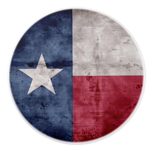 Weathered Vintage Texas State Flag Ceramic Knob (Front)
