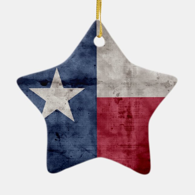 Weathered Vintage Texas State Flag Ceramic Ornament (Back)