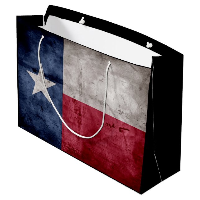 Weathered Vintage Texas State Flag Large Gift Bag (Back Angled)