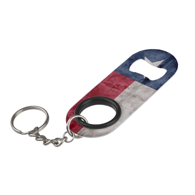 Weathered Vintage Texas State Flag Mini Bottle Opener (Front Angled)