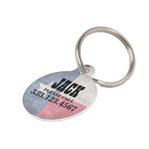 Weathered Vintage Texas State Flag Pet Tag