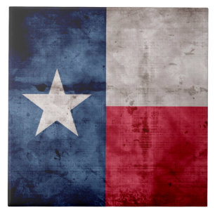 Weathered Vintage Texas State Flag Tile