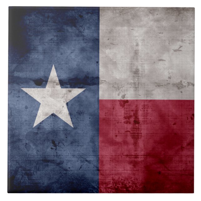 Weathered Vintage Texas State Flag Tile (Front)