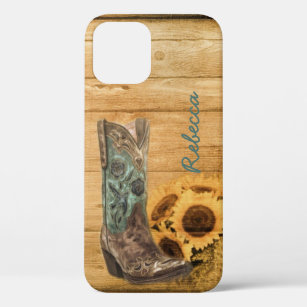 Weathered Western Country sunflower cowboy boot iPhone 12 Case