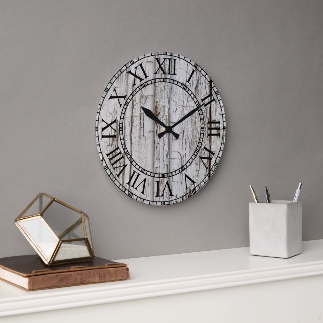 Weathered White Barn Wood  Large Clock (Office)