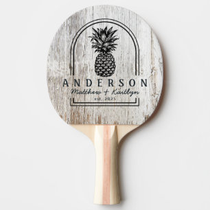 Weathered White Wash Pineapple Wedding Arch & Name Ping Pong Paddle