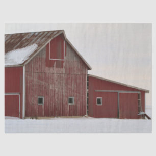 Weathered Winter Red Barn Tissue Paper