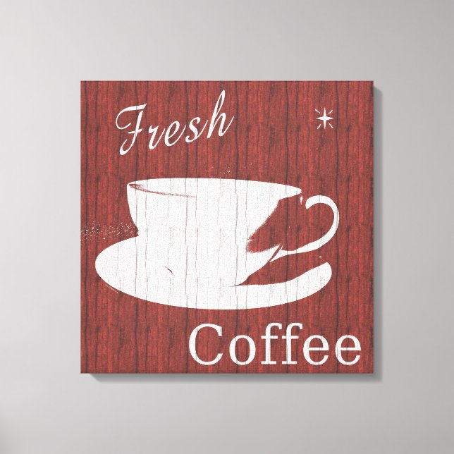 Weathered Wood Coffee Canvas - Red (Front)