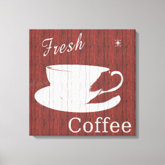 Weathered Wood Coffee Canvas - Red Print