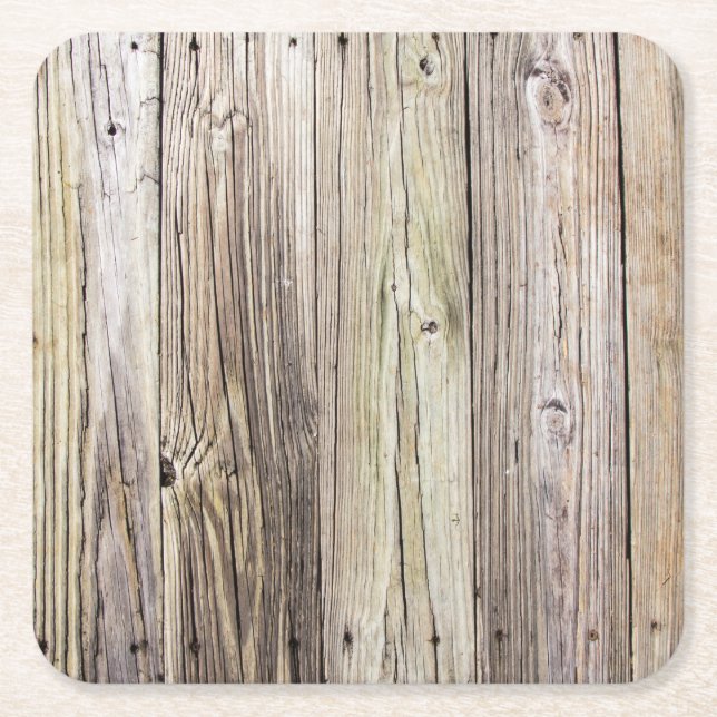 Weathered Wood Dock Boards with Rustic Charm Square Paper Coaster (Front)