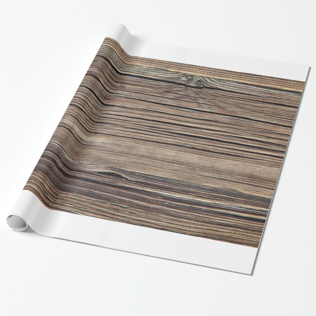 Weathered Wood Grain Plank Background Template Wrapping Paper (Unrolled)
