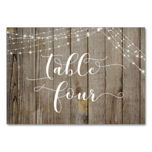 Weathered Wood & Light Strings Table Four Card
