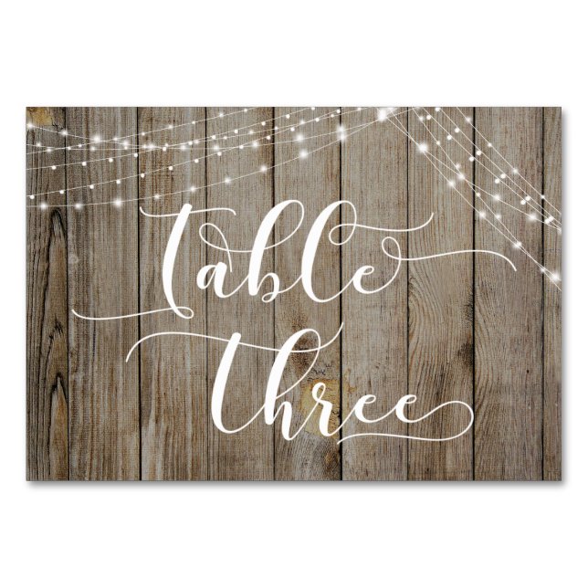 Weathered Wood & Light Strings Table Three Card (Front)