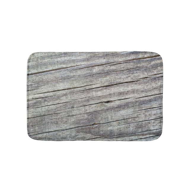 Weathered Wood Planks Texture Pattern Bath Mat (Front)