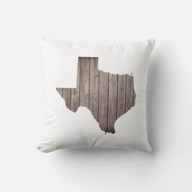 Weathered Wood Texas Throw Pillow (Front)