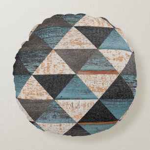 Weathered wood texture background. Seamless vintag Round Pillow