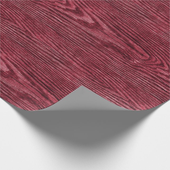 Weathered Wood Texture Cranberry Wrapping Paper (Corner)