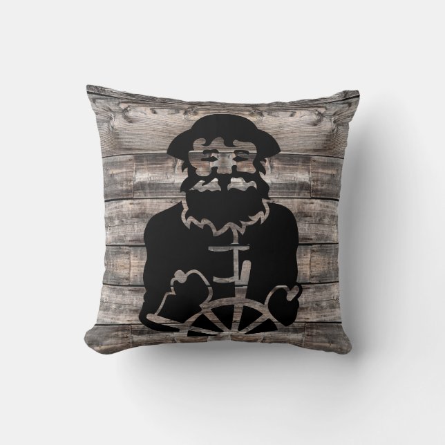 weathered wooden plank background with CAPTAIN | T Throw Pillow (Front)