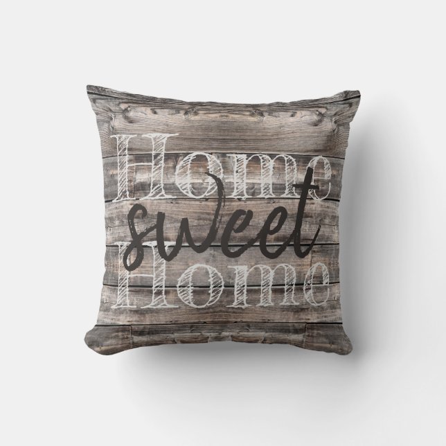 weathered WOODEN PLANKS distressed type Throw Pillow (Front)