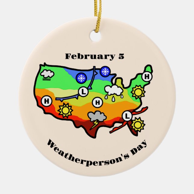 Weatherperson's Day Ornament with US Forecast Map (Front)