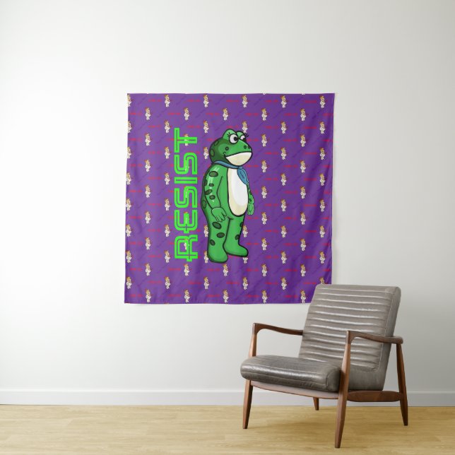 Weatherproof Personalized House Flag Resist frog Tapestry (In Situ)