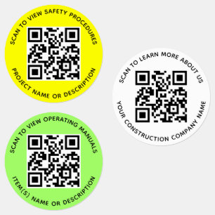 Weatherproof QR Code Labels for Construction Round