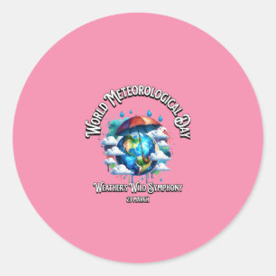 Weathers Wild Symphony. World Meteorological Day. Classic Round Sticker