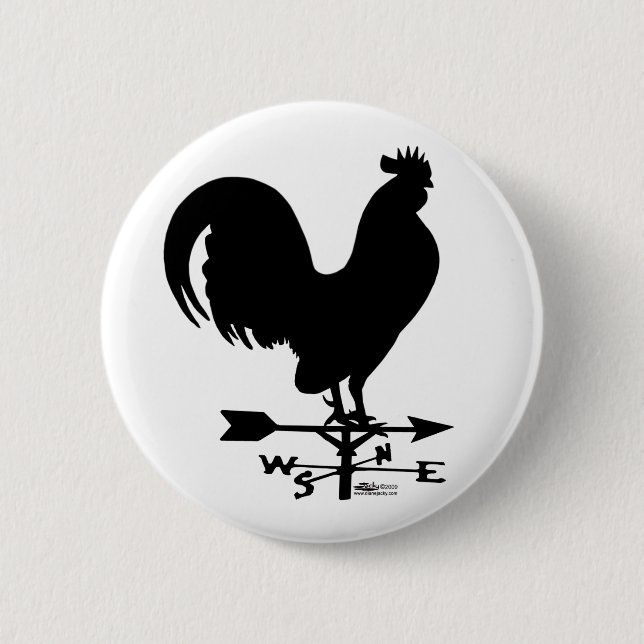 Weathervane Rooster 2 Inch Round Button (Front)