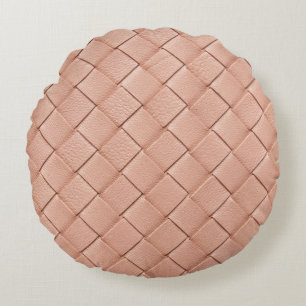 Weave Leather Texture Background Design Round Pillow