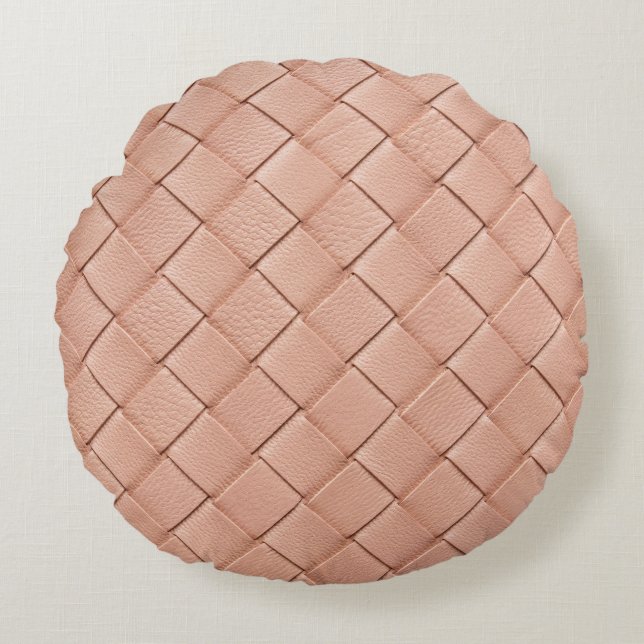 Weave Leather Texture Background Design Round Pillow (Front)