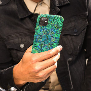 Weave Mandala Green and Blue iPhone 11 Case