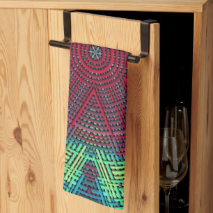 Weave Mandala Green Blue and Red Kitchen Towel