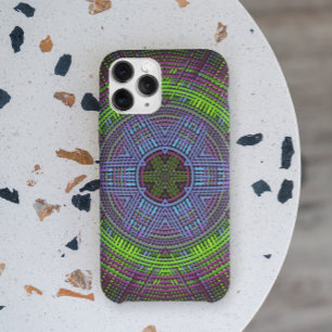 Weave Mandala Green Purple and Blue iPhone 11 Case