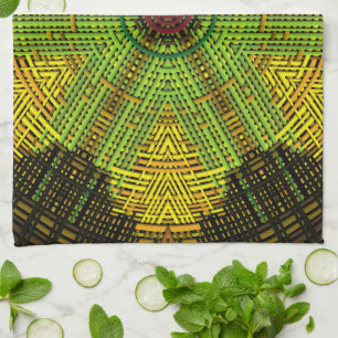 Weave Mandala Green Yellow and Red Kitchen Towel