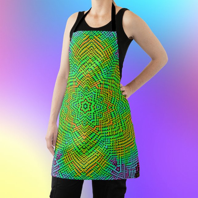 Weave Mandala Orange Green and Blue Apron (Creator Uploaded)