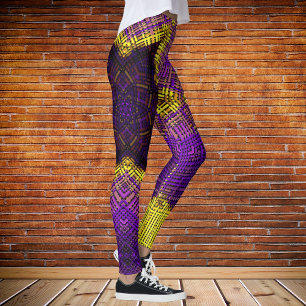 Weave Mandala Purple and Yellow Leggings