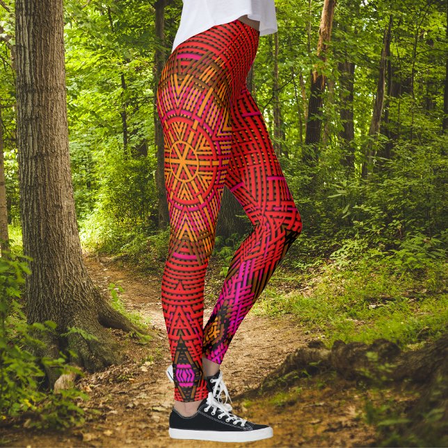 Weave Mandala Red Pink and Yellow Leggings (Creator Uploaded)
